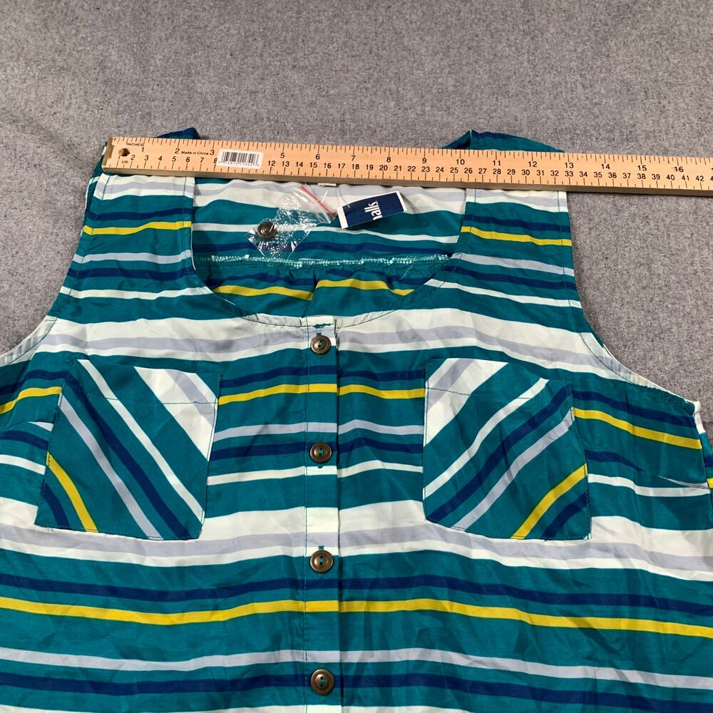 EDGE Top Womens Large Blue Stripe Sleeveless Summer Shirt - Picture 5 of 6